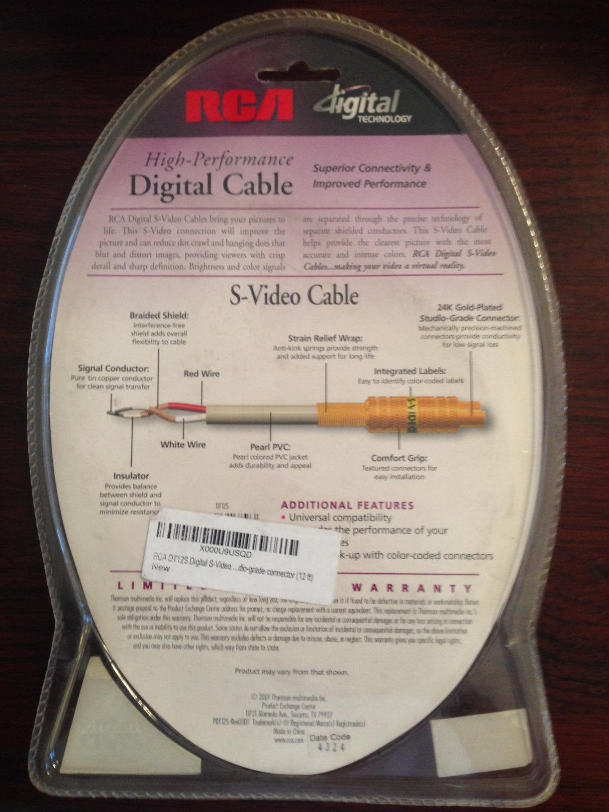 RCA DT12S Digital S-Video Cable (12 FT)