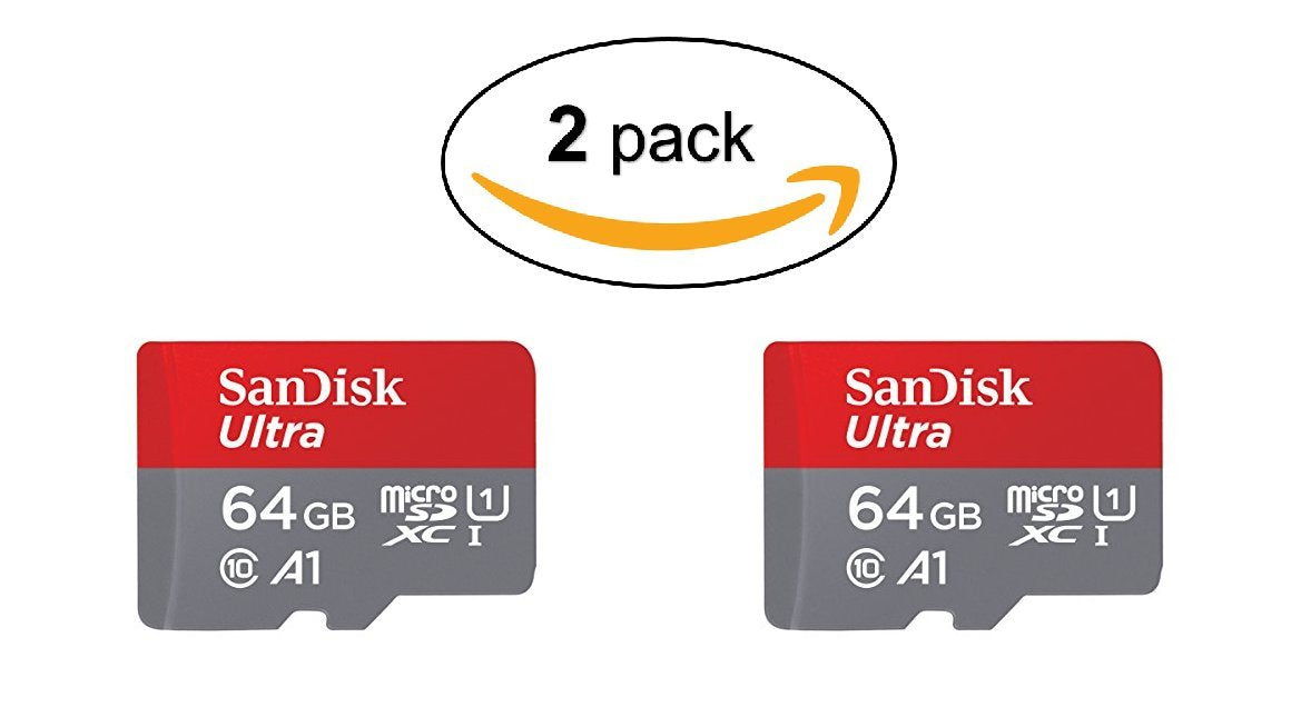 Sandisk Ultra 64GB Micro SDXC UHS-I Card with Adapter - 100MB/s U1 A1 - SDSQUAR-064G-GN6MA (2 Pack)