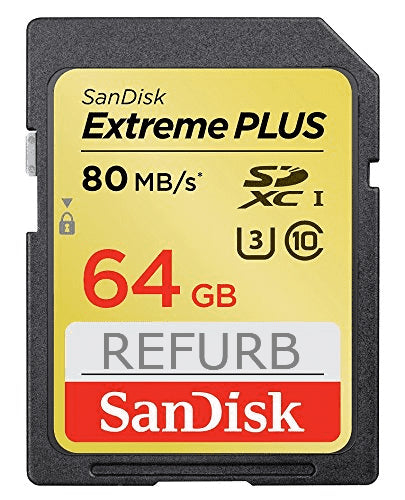 SanDisk Extreme Plus 64GB SDXC UHS-I U3 Class 10 80MB/S Memory Card SDSDXS-064G (Certified Refurbished)