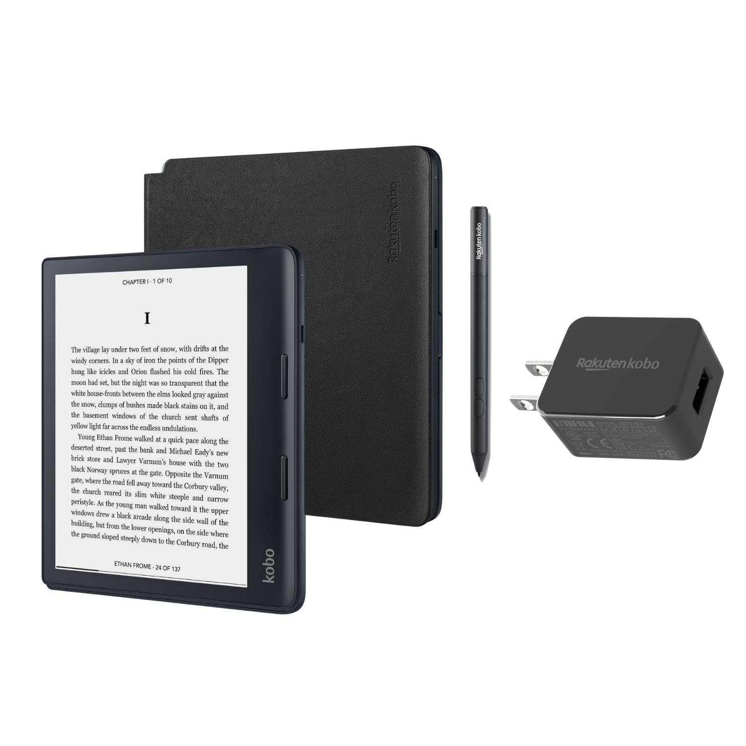 Kobo Sage eReader Bundle with Black PowerCover, Stylus and AC Adapter | 8" HD Touchscreen | Waterproof | Bluetooth | WiFi | 32GB (Sage + PowerCover + Stylus + AC)