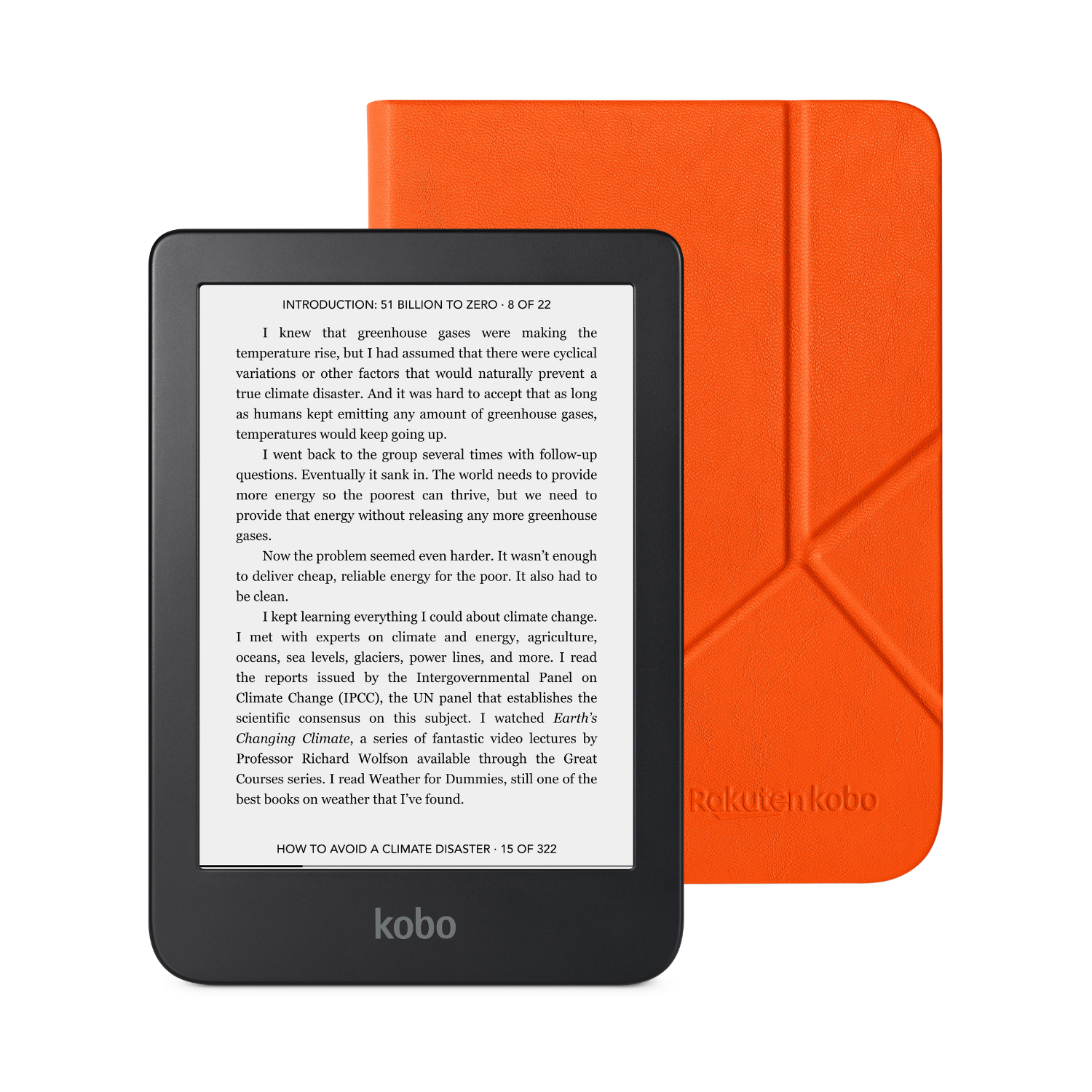 Kobo Clara 2E eReader Bundle with Coral Reef Orange SleepCover 6” Touchscreen WiFi 16GB Waterproof