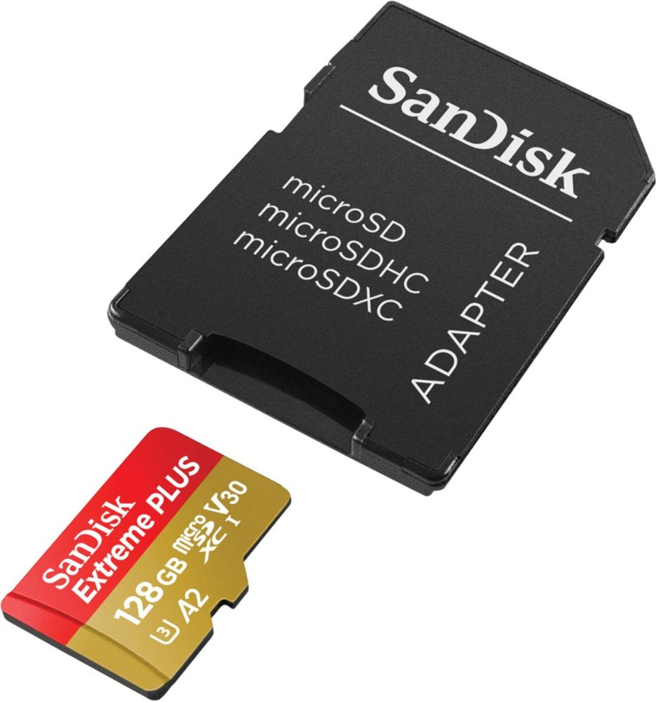 SanDisk 128GB Extreme PLUS microSDXC UHS-I Card with Adapter - U3 A2 V30 170MB/s