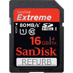 Sandisk Extreme 16GB SDHC Card UHS-I 80MB/s Card SDSDXS-016G (Certified Refurbished)